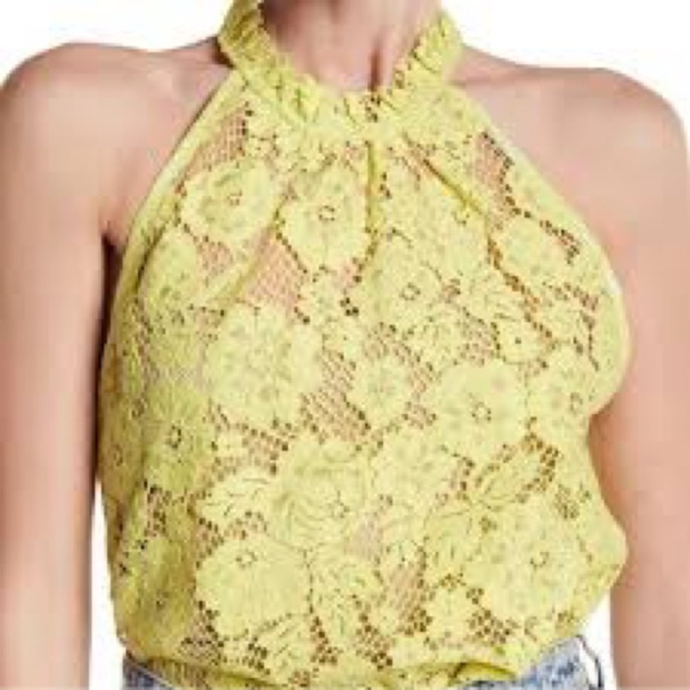 Free People Lime Lace halter top